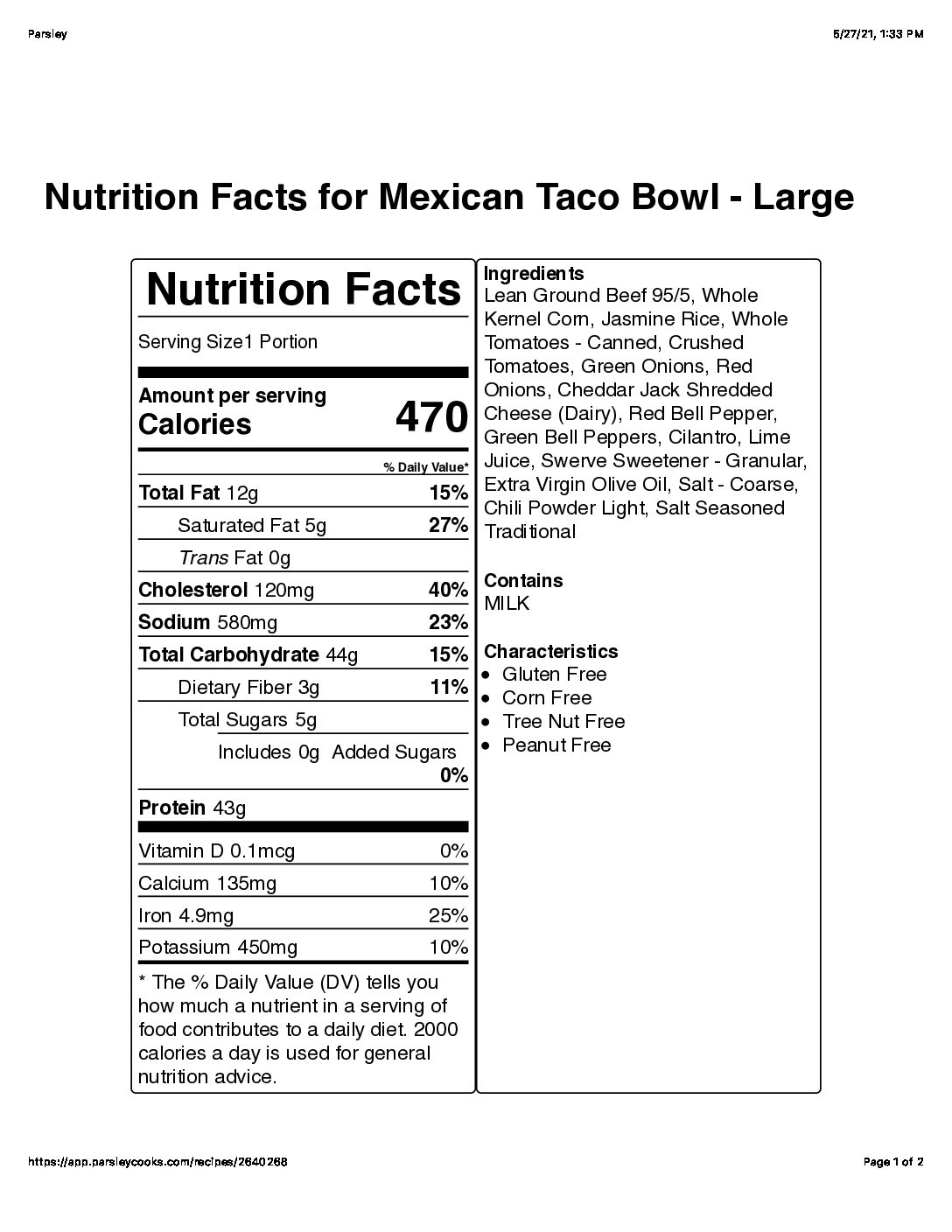 Mexican Taco Bowl Balanced Body Foods